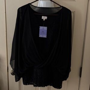 Hot in Hollywood Black Sheer Blouse